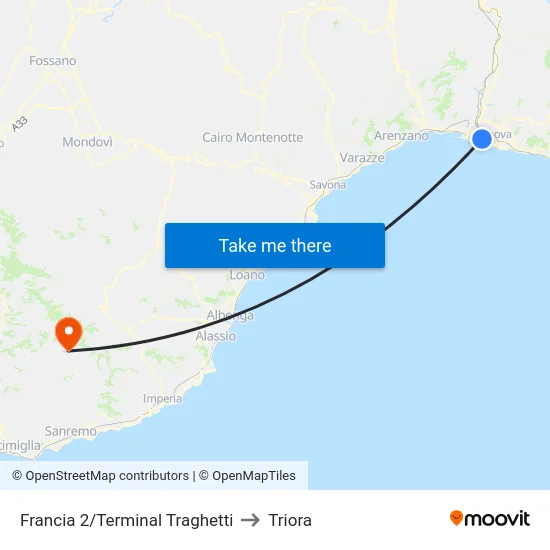 Francia 2/Terminal Traghetti to Triora map