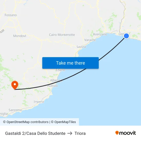 Gastaldi 2/Casa Dello Studente to Triora map