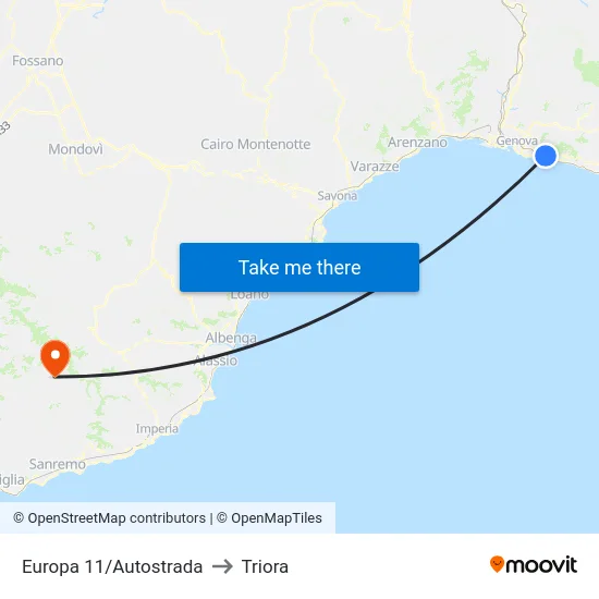 Europa 11/Autostrada to Triora map