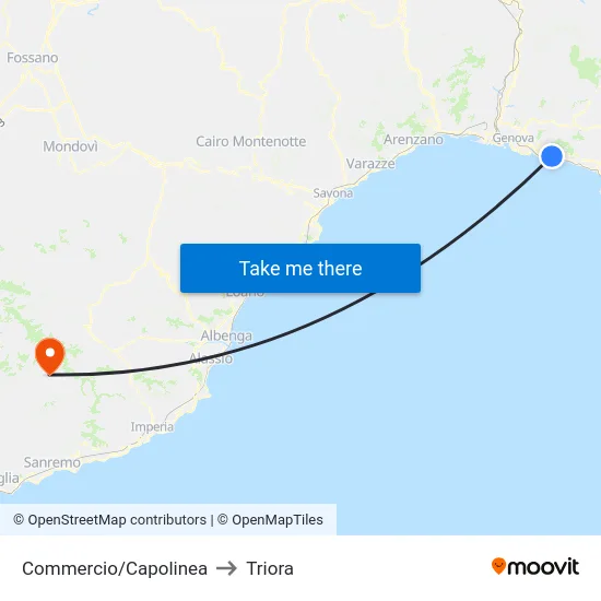 Commercio/Capolinea to Triora map