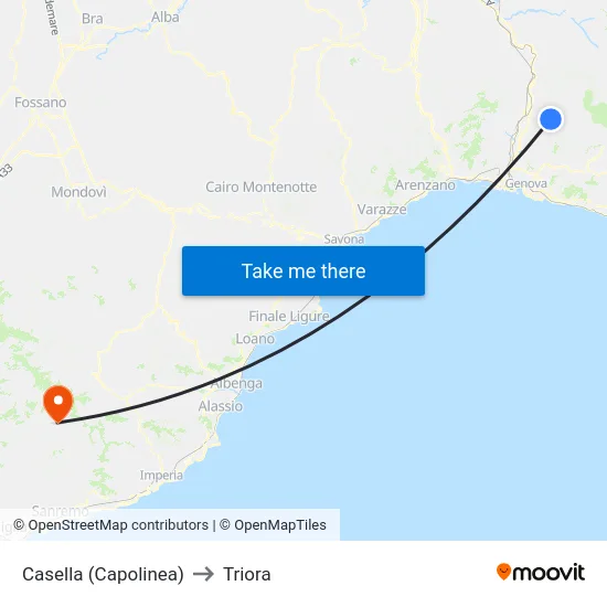 Casella (Capolinea) to Triora map