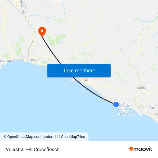 Volastra to Crocefieschi map