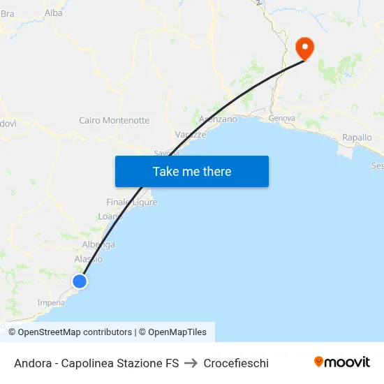 Andora - Capolinea Stazione FS to Crocefieschi map