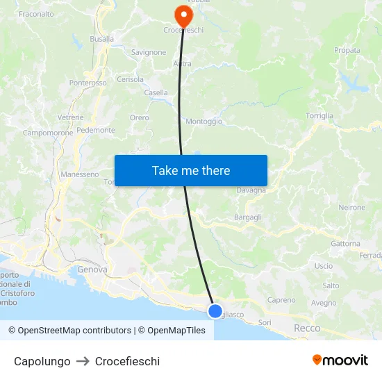 Capolungo to Crocefieschi map