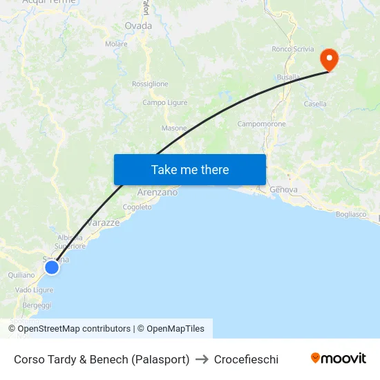 Corso Tardy & Benech (Palasport) to Crocefieschi map