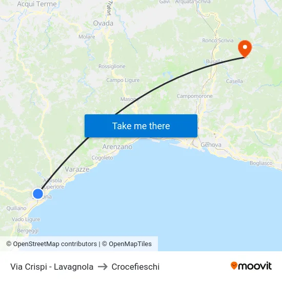 Via Crispi - Lavagnola to Crocefieschi map