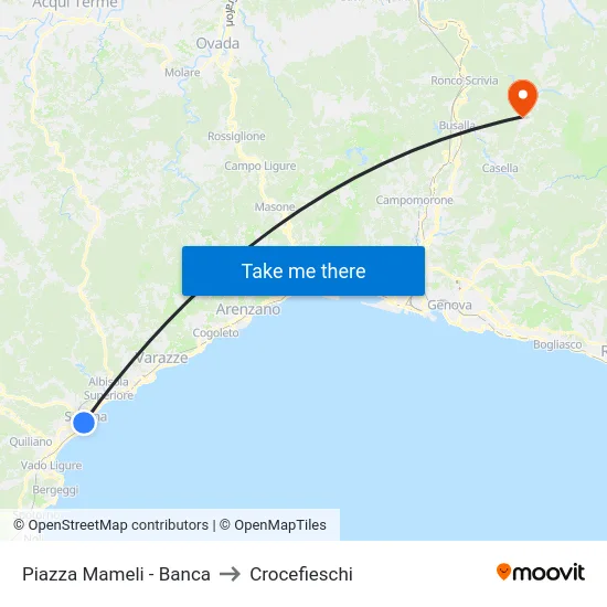 Piazza Mameli - Banca to Crocefieschi map