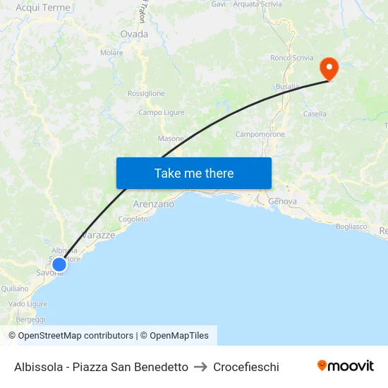 Albissola - Piazza San Benedetto to Crocefieschi map