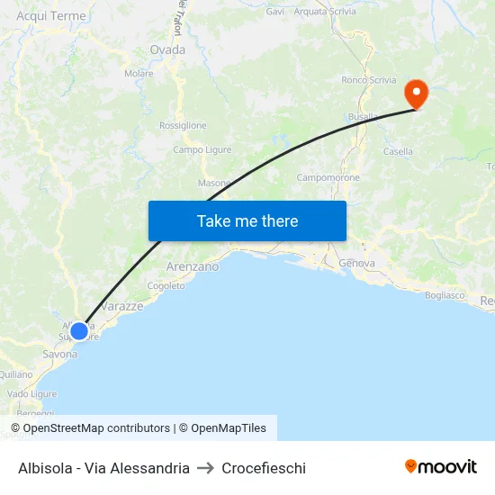 Albisola - Via Alessandria to Crocefieschi map
