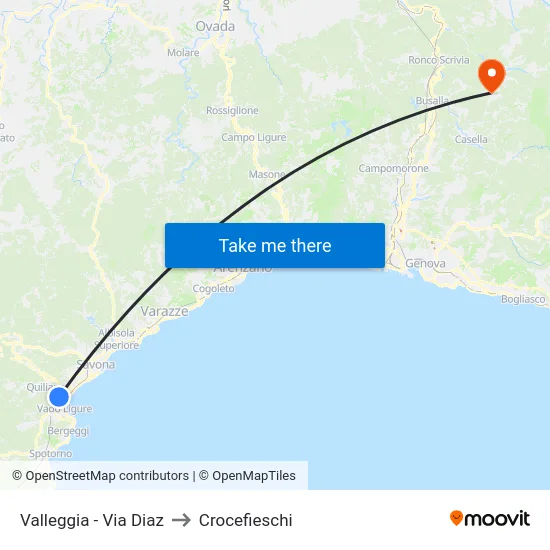 Valleggia - Via Diaz to Crocefieschi map