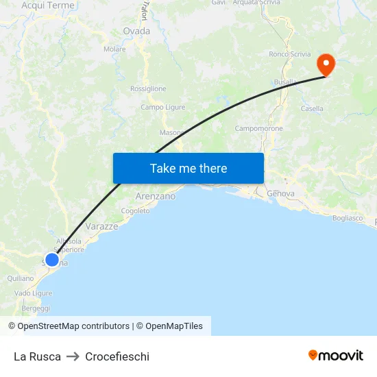 La Rusca to Crocefieschi map