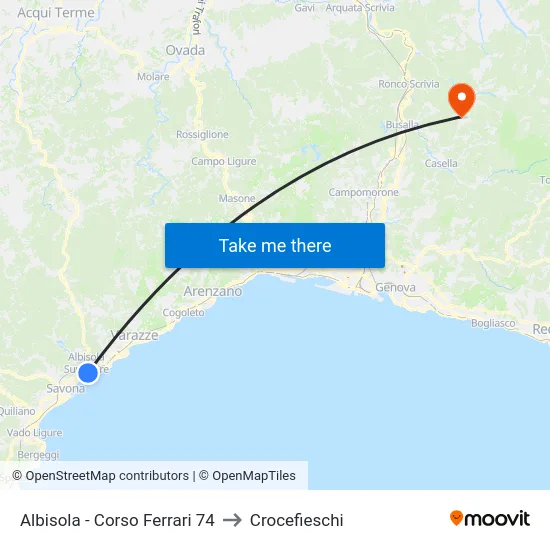 Albisola - Corso Ferrari 74 to Crocefieschi map