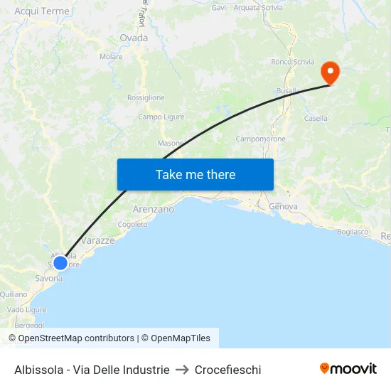 Albissola - Via Delle Industrie to Crocefieschi map