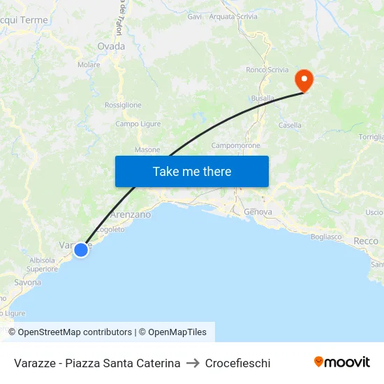 Varazze - Piazza Santa Caterina to Crocefieschi map