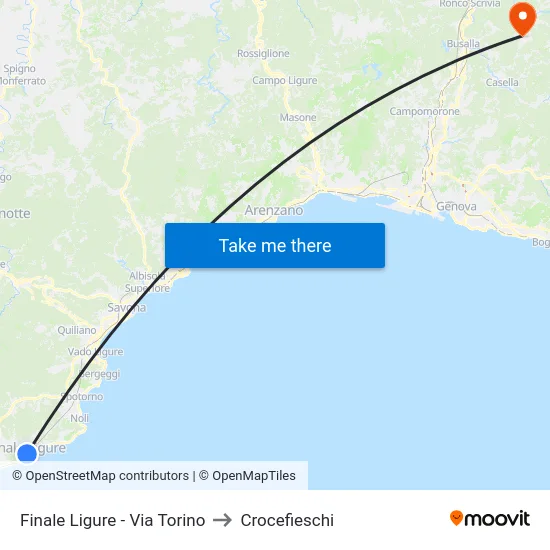 Finale Ligure - Via Torino to Crocefieschi map