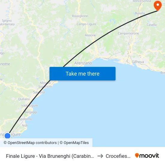 Finale Ligure - Via Brunenghi (Carabinieri) to Crocefieschi map