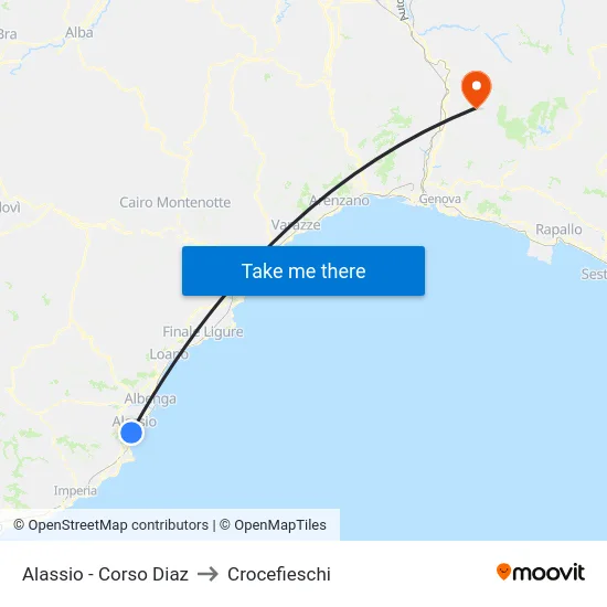 Alassio - Corso Diaz to Crocefieschi map