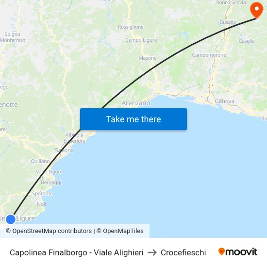 Capolinea Finalborgo - Viale Alighieri to Crocefieschi map