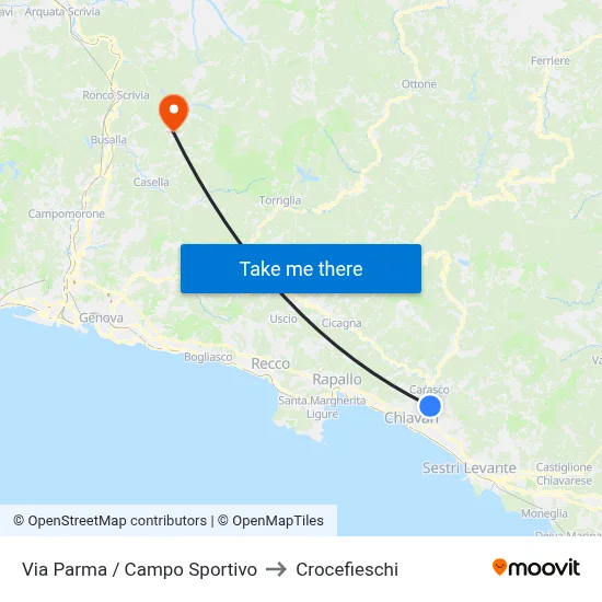 Via Parma / Sports Field to Crocefieschi map