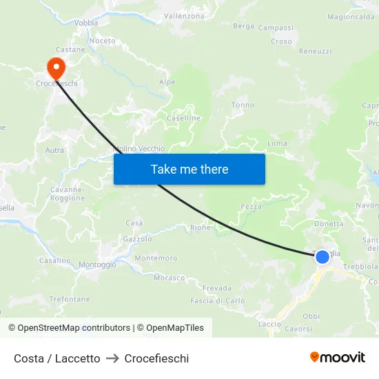 Costa / Laccetto to Crocefieschi map