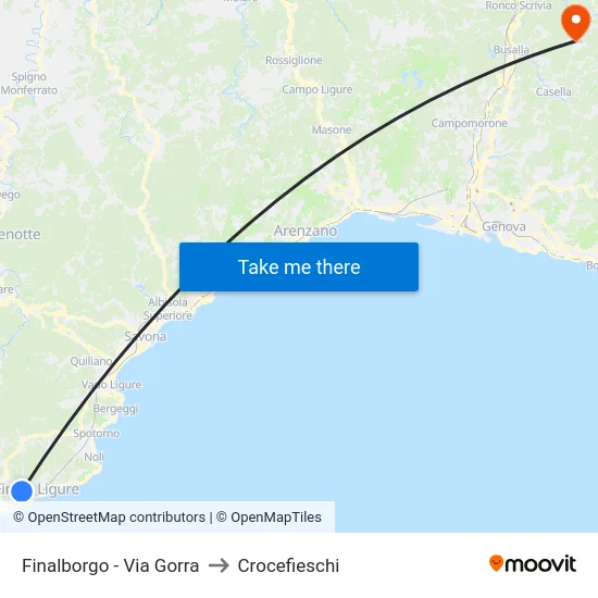 Finalborgo - Via Gorra to Crocefieschi map