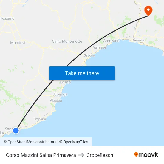 Corso Mazzini Salita Primavera to Crocefieschi map