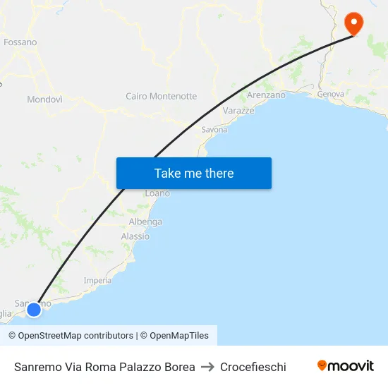 Sanremo Via Roma Palazzo Borea to Crocefieschi map
