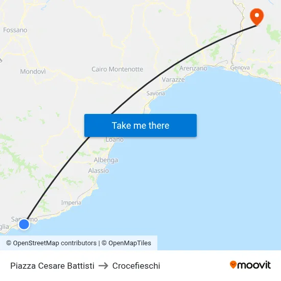 Piazza Cesare Battisti to Crocefieschi map