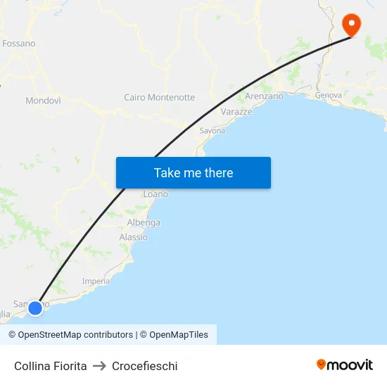 Collina Fiorita to Crocefieschi map