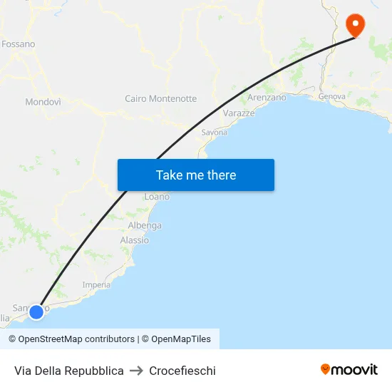 Republic Street to Crocefieschi map