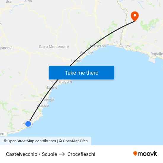 Castelvecchio / Schools to Crocefieschi map