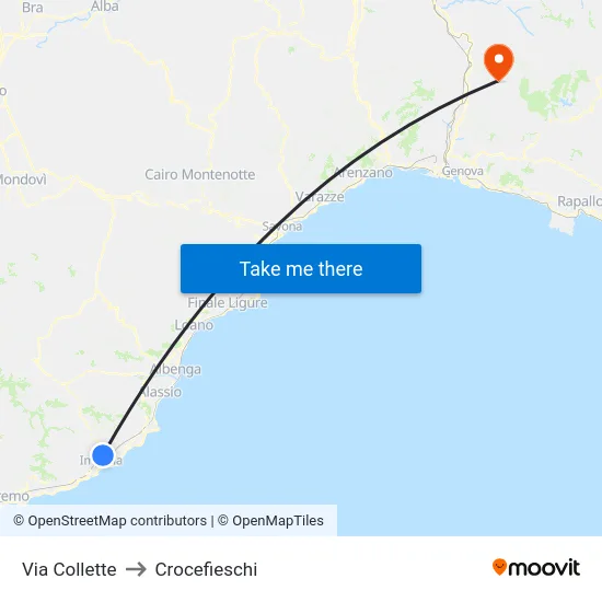 Via Collette to Crocefieschi map