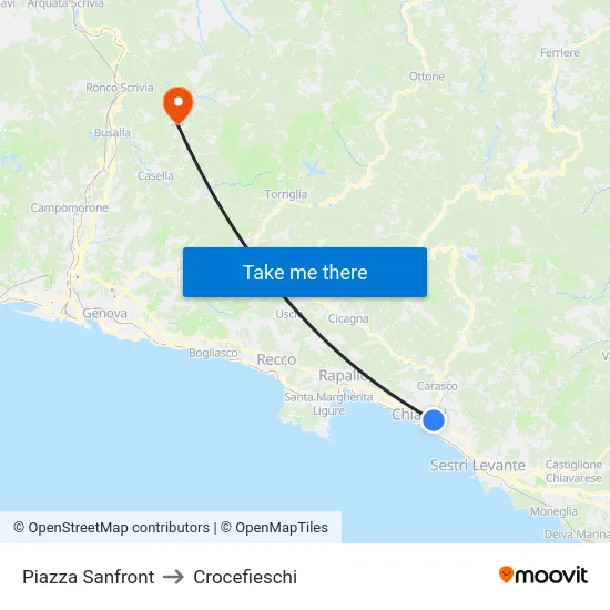 Piazza Sanfront to Crocefieschi map