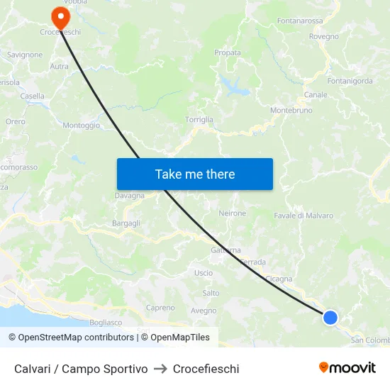 Calvari / Sports Field to Crocefieschi map