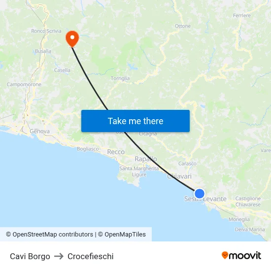 Cavi Borgo to Crocefieschi map