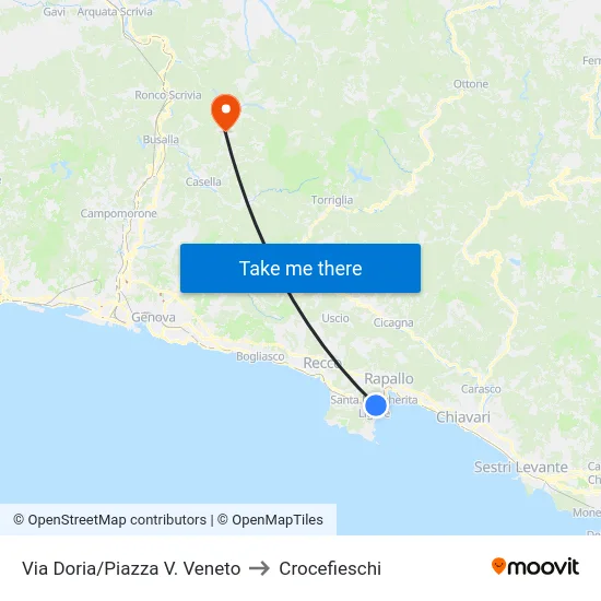 Via Doria/Piazza V. Veneto to Crocefieschi map