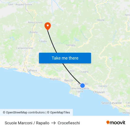Scuole Marconi / Rapallo to Crocefieschi map