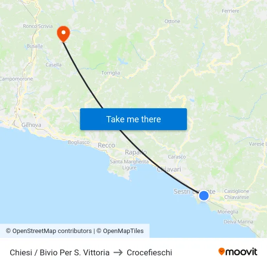 Chiesi / Bivio Per S. Vittoria to Crocefieschi map