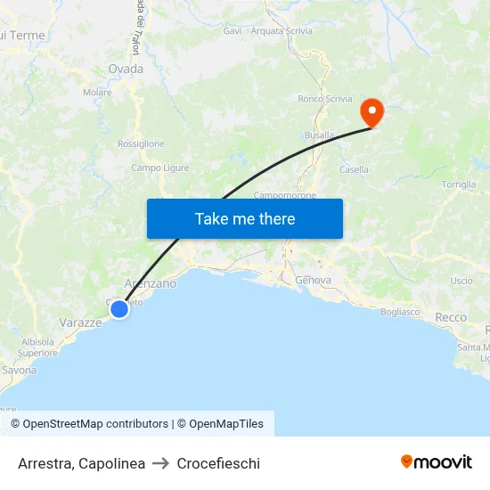 Arrestra, Terminal to Crocefieschi map