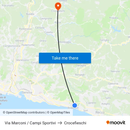 Via Marconi / Campi Sportivi to Crocefieschi map