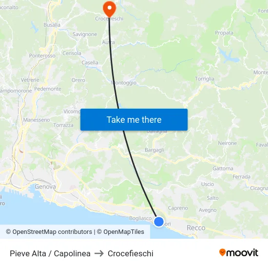 Pieve Alta / Capolinea to Crocefieschi map