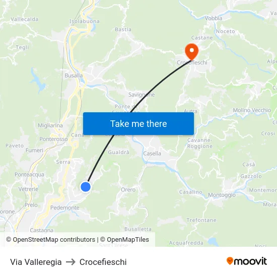 Via Valleregia to Crocefieschi map