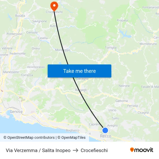 Verzemma Street / Inopeo Rise to Crocefieschi map