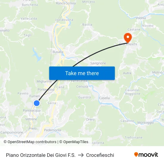 Piano Orizzontale Dei Giovi F.S. to Crocefieschi map