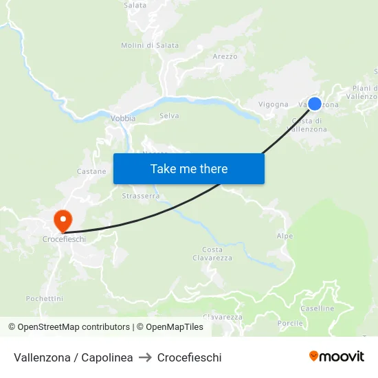 Vallenzona / Capolinea to Crocefieschi map