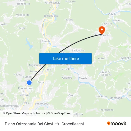 Piano Orizzontale Dei Giovi to Crocefieschi map