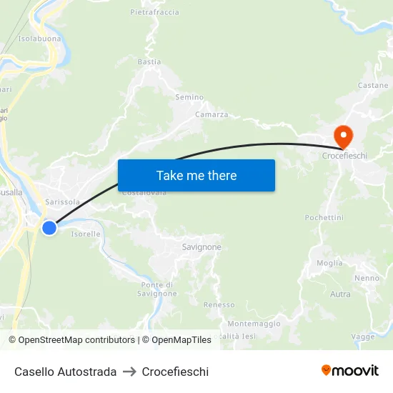 Casello Autostrada to Crocefieschi map