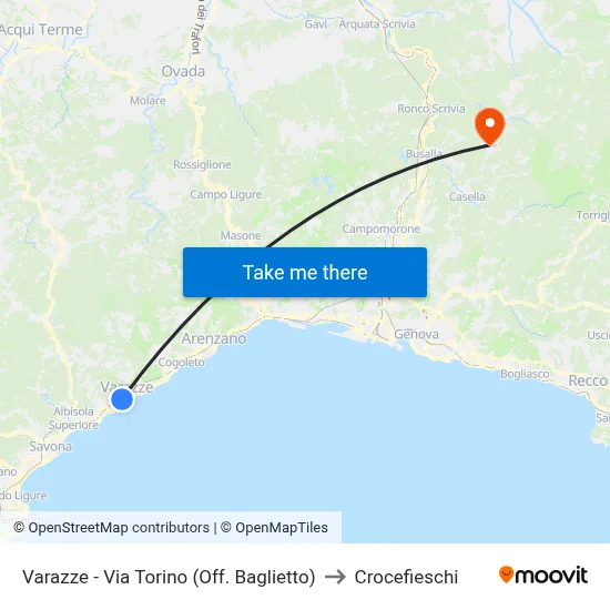 Varazze - Via Torino (Off. Baglietto) to Crocefieschi map