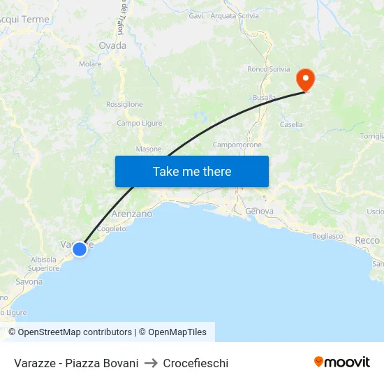 Varazze - Piazza Bovani to Crocefieschi map