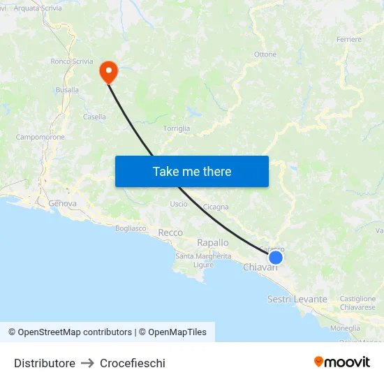Distributor to Crocefieschi map